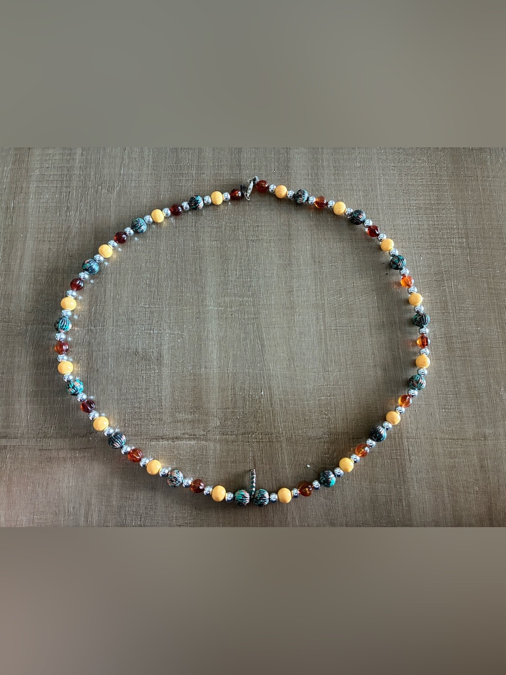 Handcrafted Yellow & Turquoise Beaded Necklace